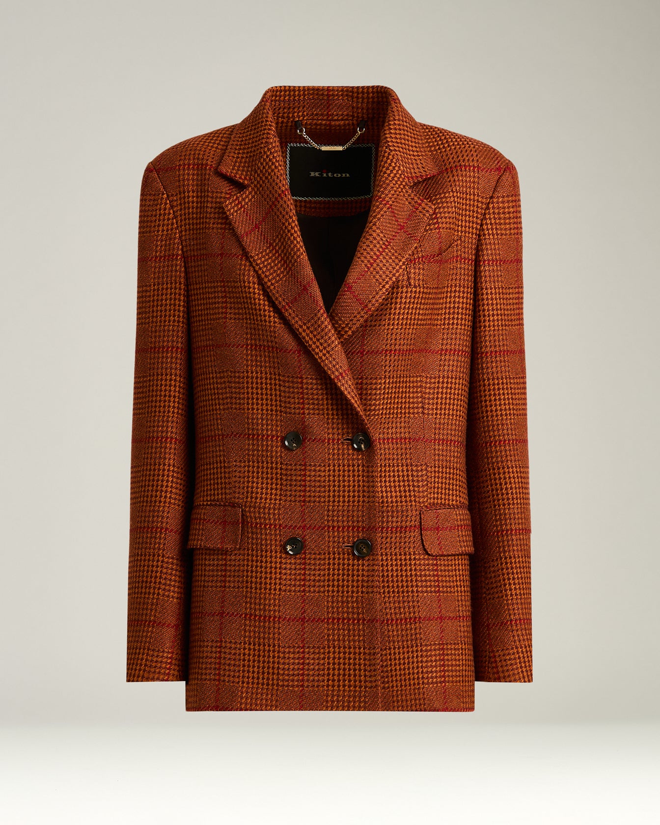 terracotta double-breasted women's silk and cashmere jacket