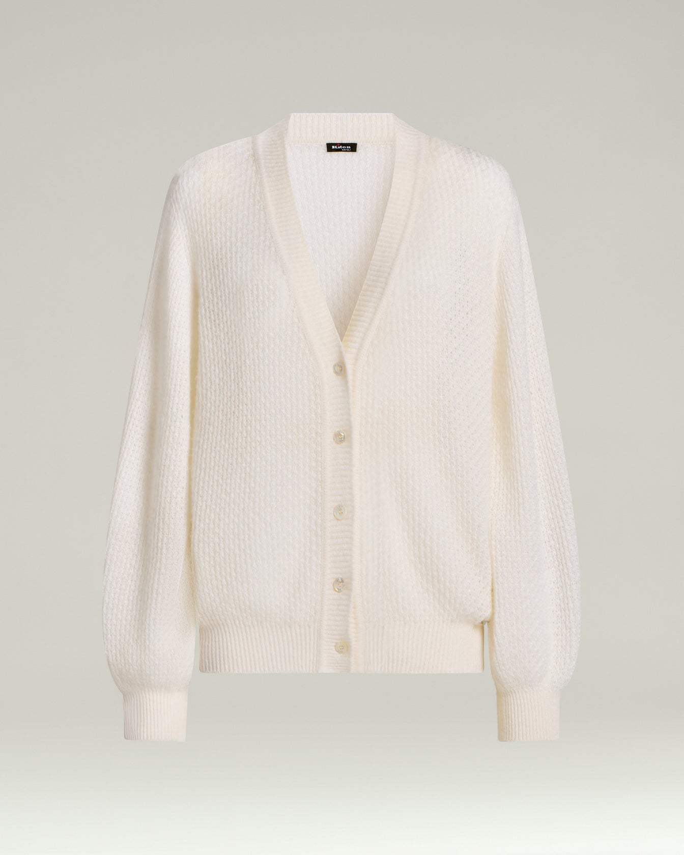 v neck cream fine knit cardigan