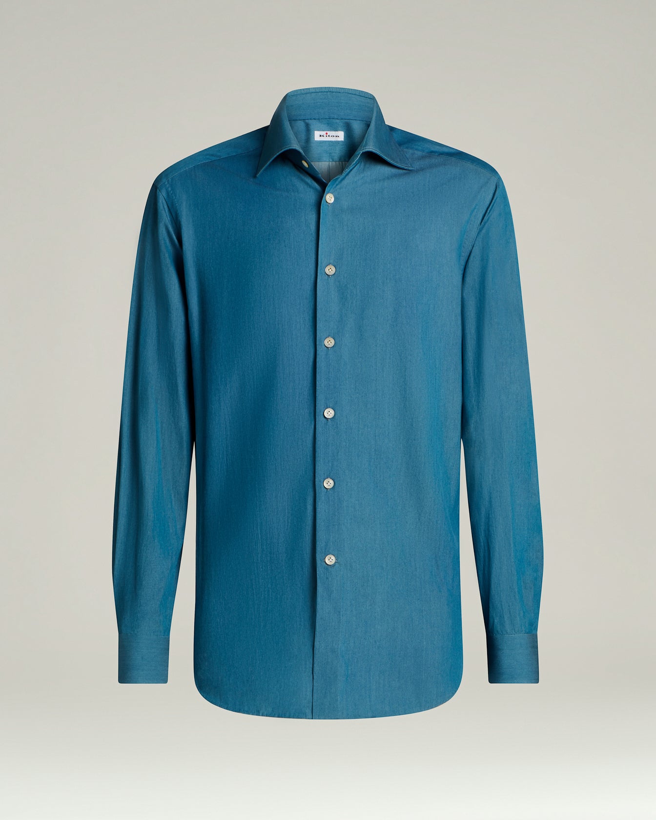 Men's blue cotton shirt with french collar regular fit