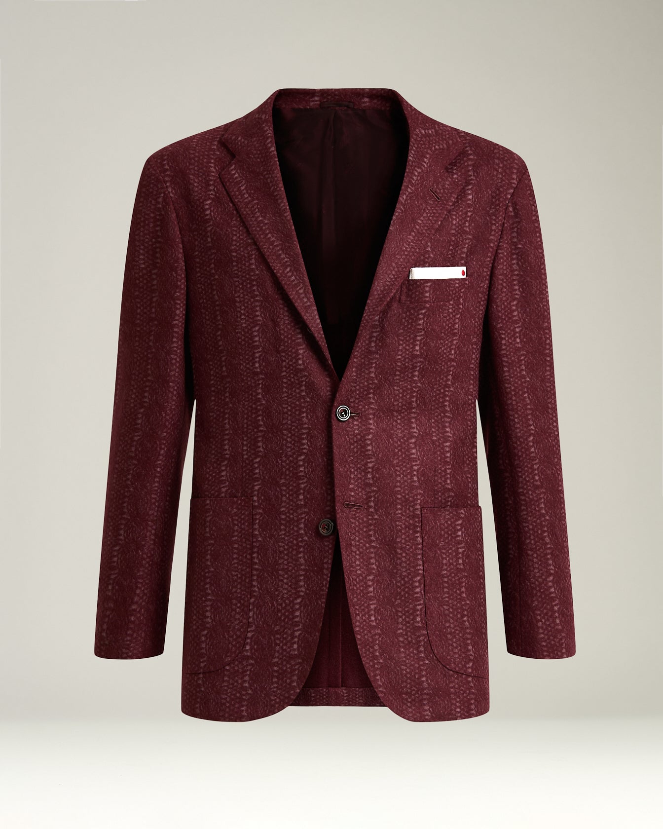 burgundy cashmere men's blazer with pinstripe pattern