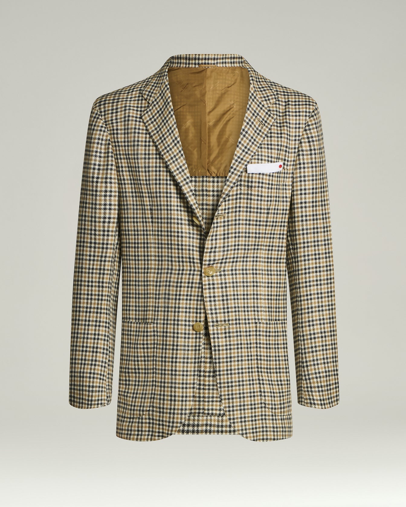 Men's single-breasted green micro pattern jacket | Kiton