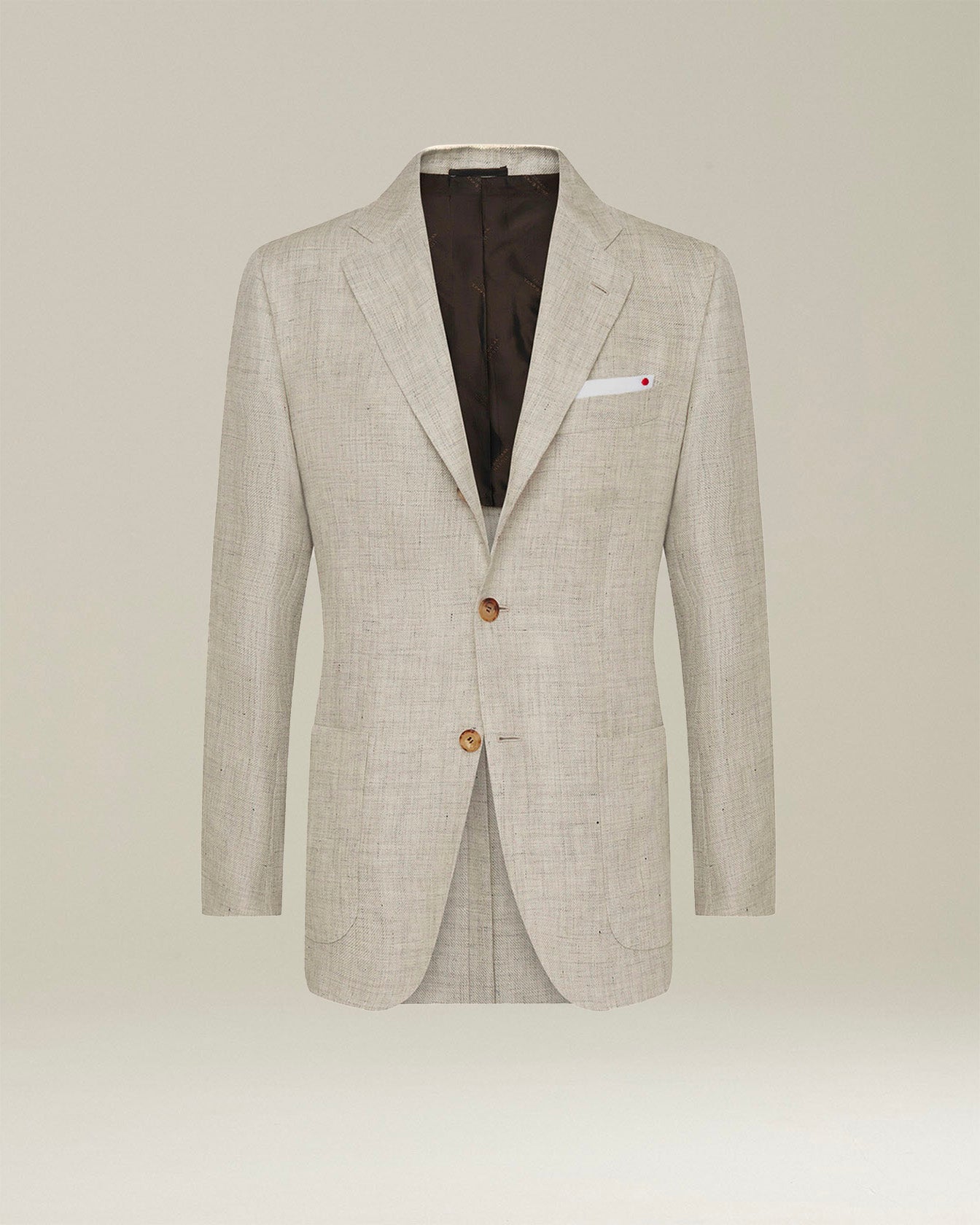 beige dress jacket Beige linen one-button Blazer with peak lapels