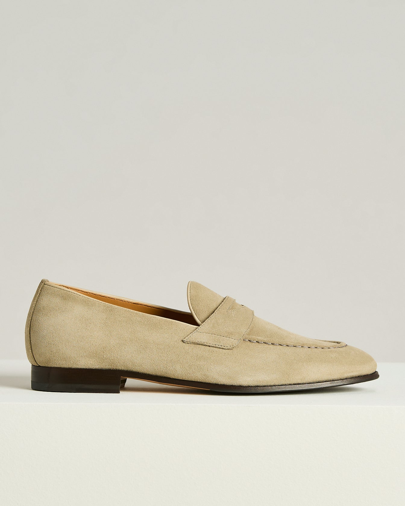 Men\'s Suede Sylke Bit Loafers in Light Beige Handmade Beige Suede Loafers for Men – Gold Bit Detail  main image 2