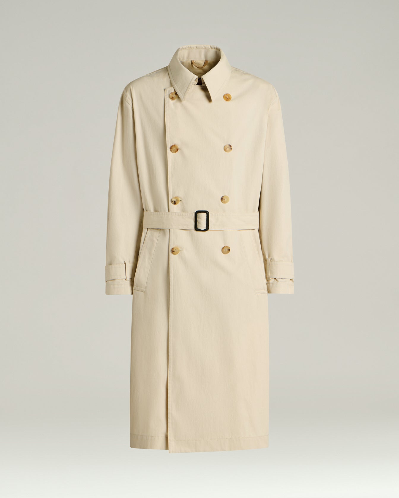 Men's beige technical double-breasted trench coat | Kiton
