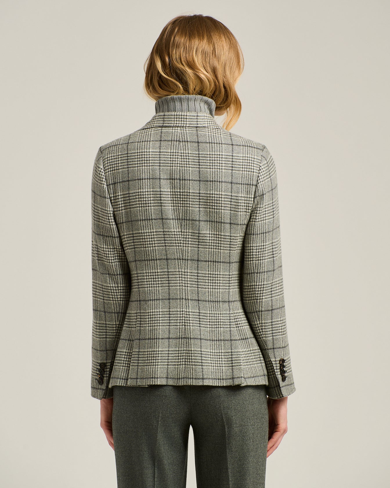 BLACK/WHITE PRINCE OF WALES CASHMERE BLAZER