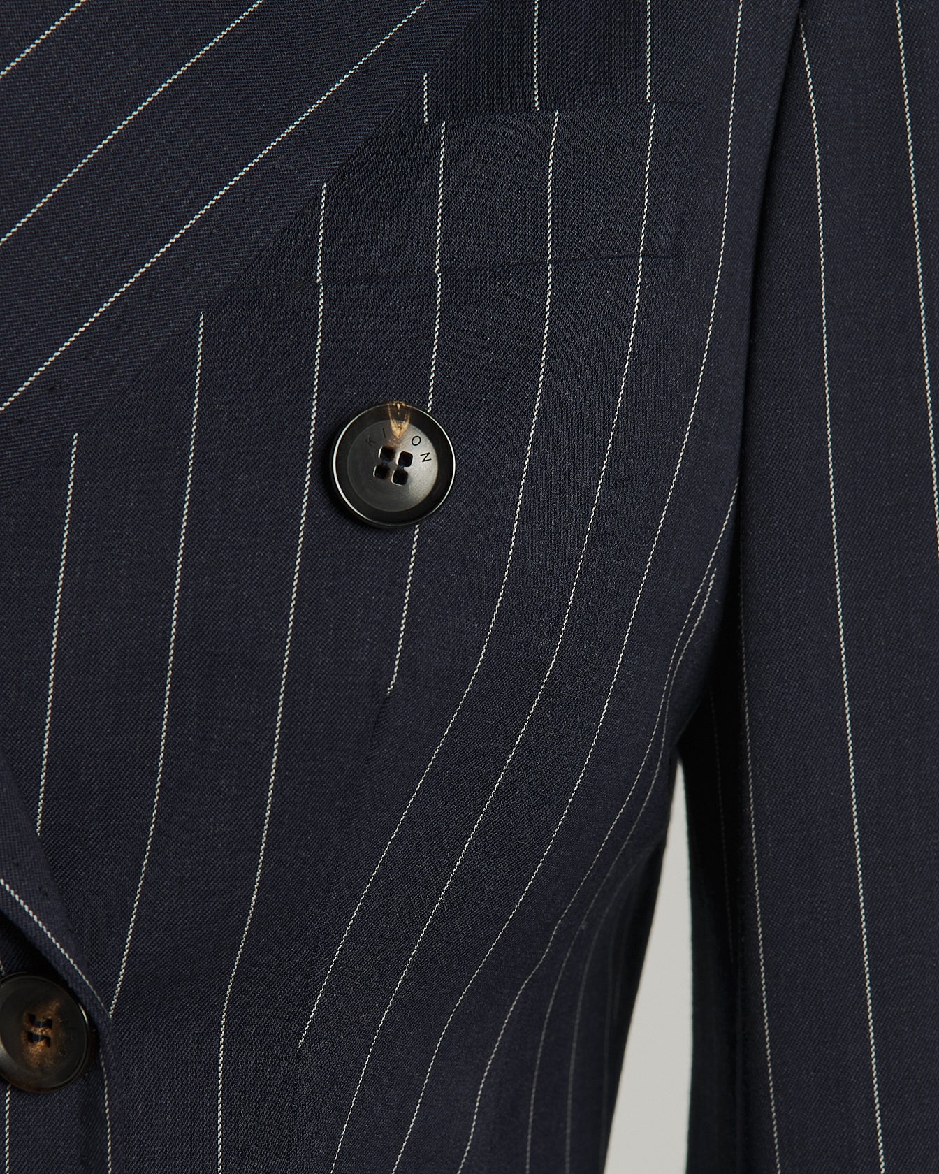 STRETCH WOOL PINSTRIPE DOUBLE-BREASTED JACKET