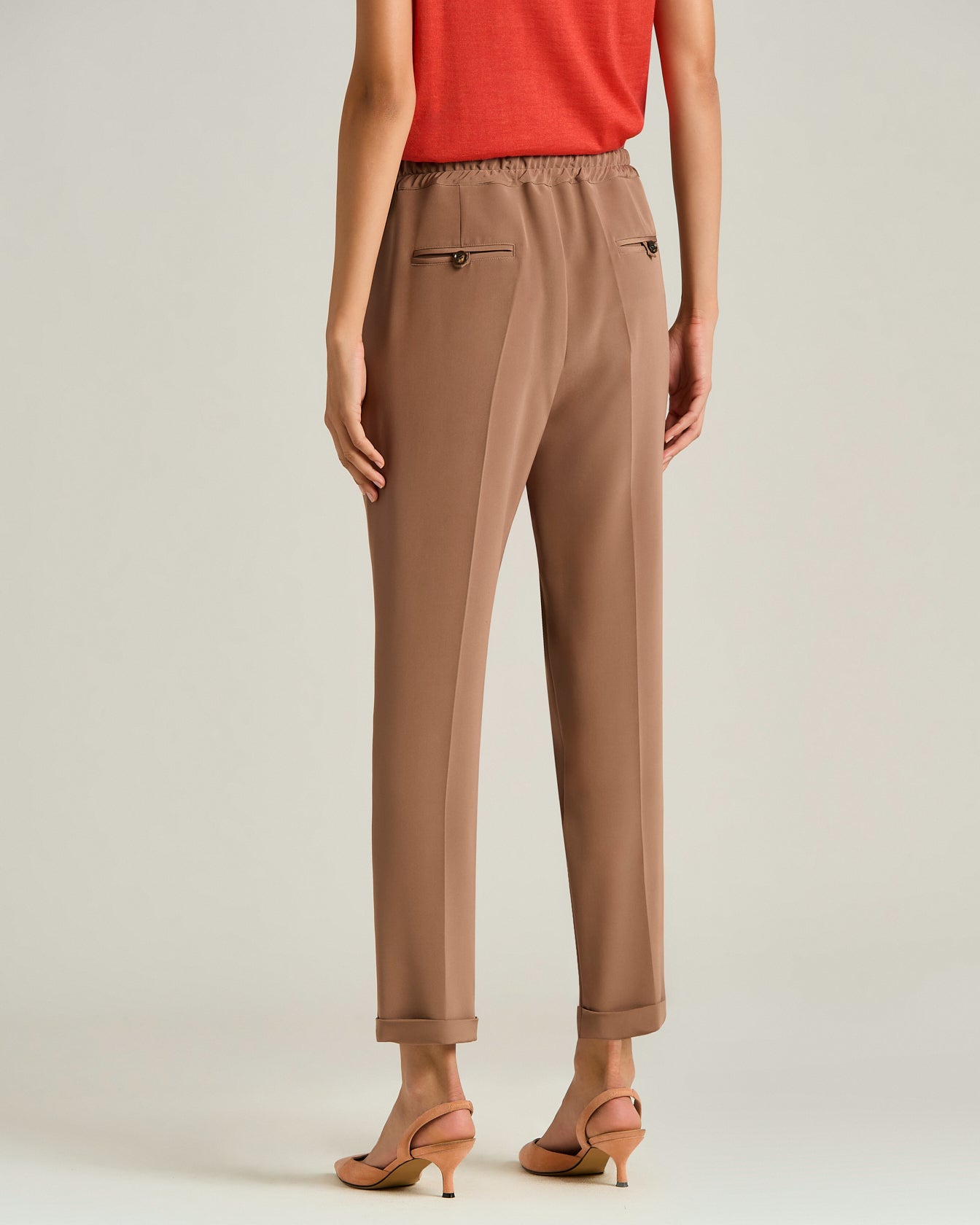 SILK TROUSERS WITH ELASTICATED WAIST