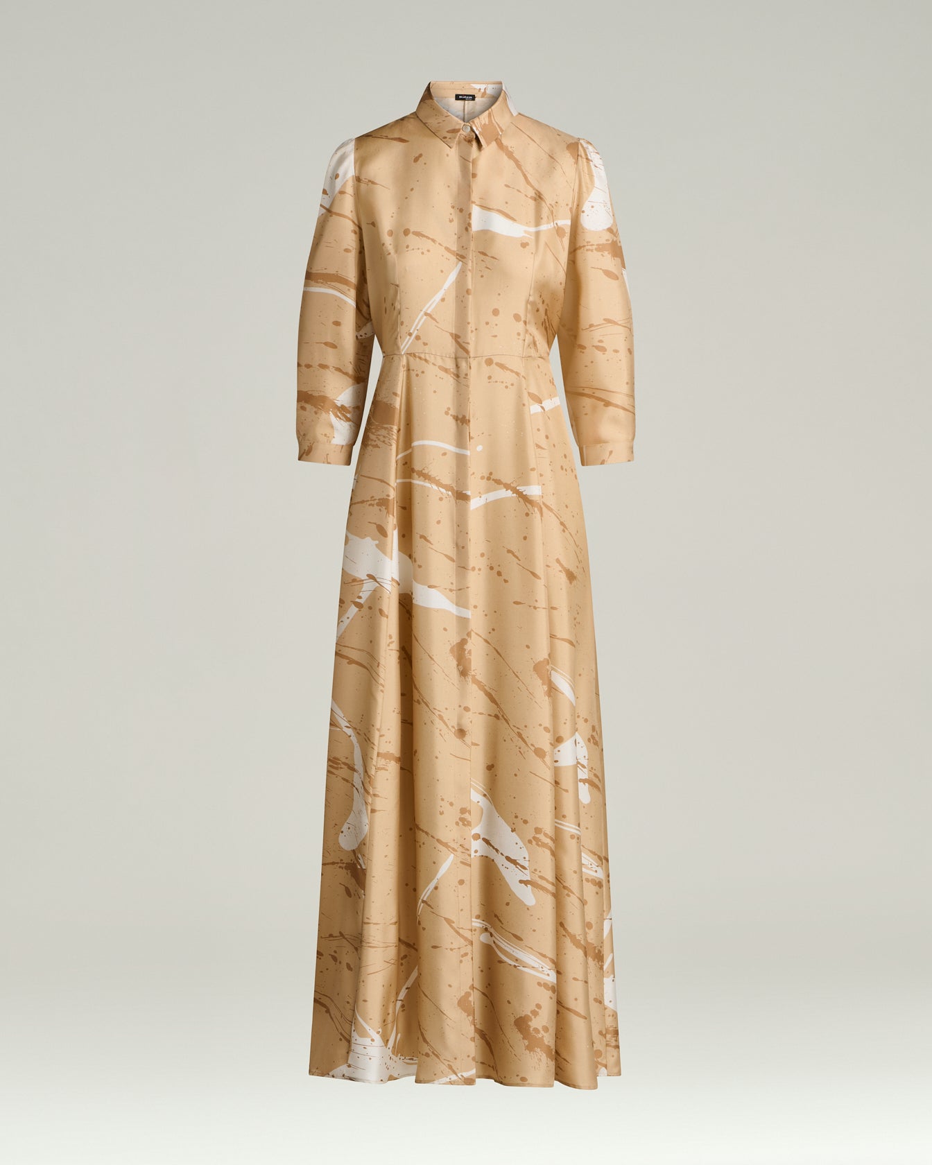 LONG PRINTED PURE SILK DRESS