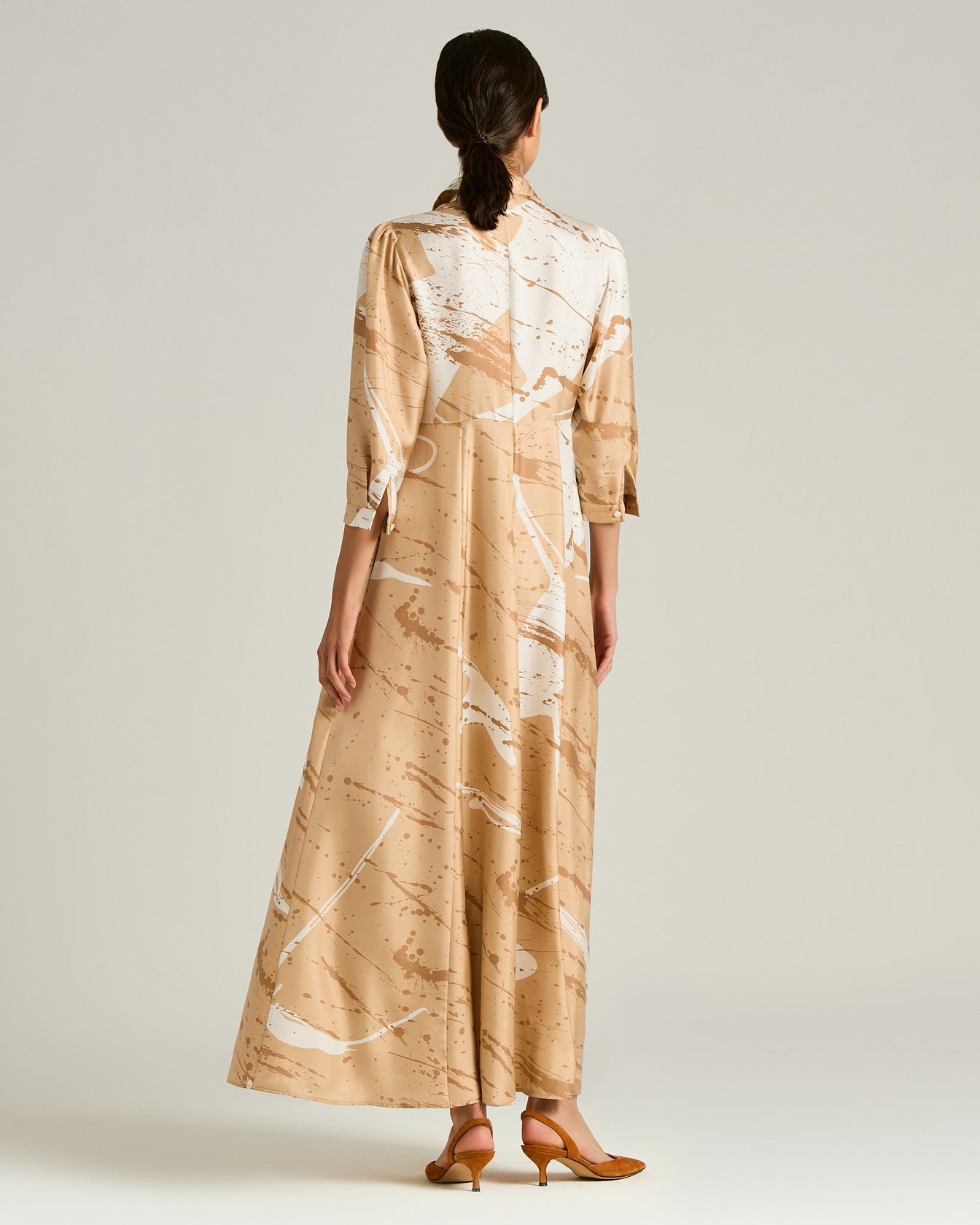 LONG PRINTED PURE SILK DRESS