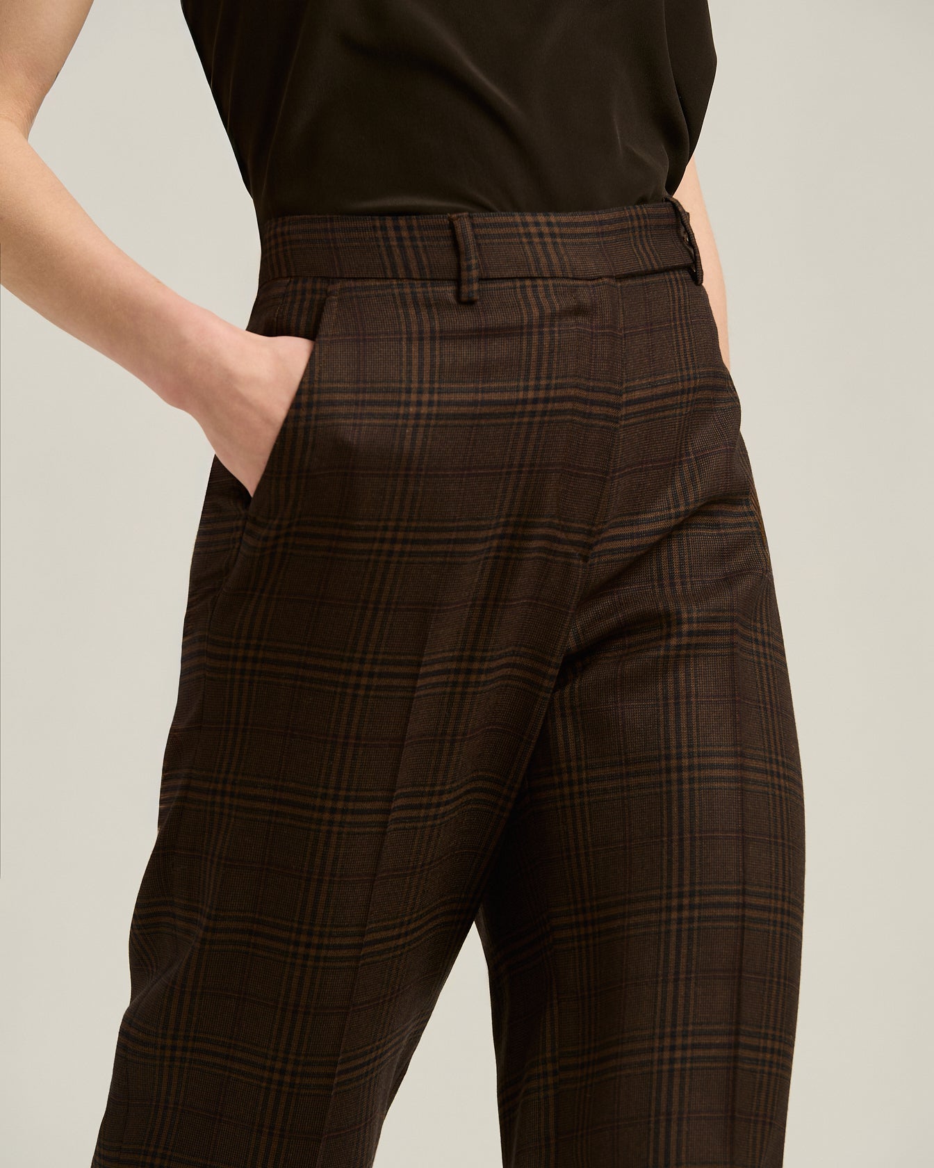 GLEN PLAID CASHMERE TROUSERS