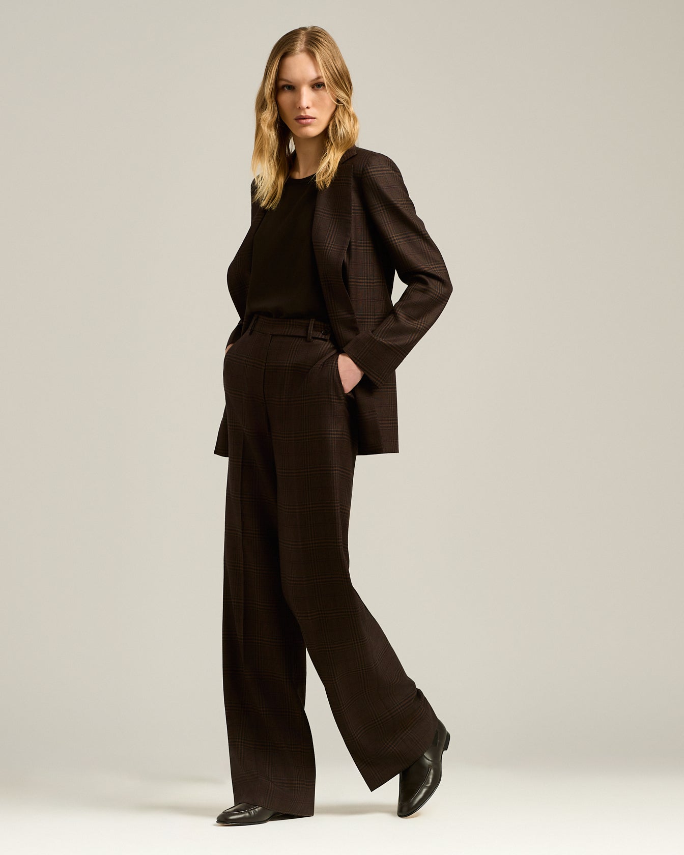GLEN PLAID CASHMERE TROUSERS