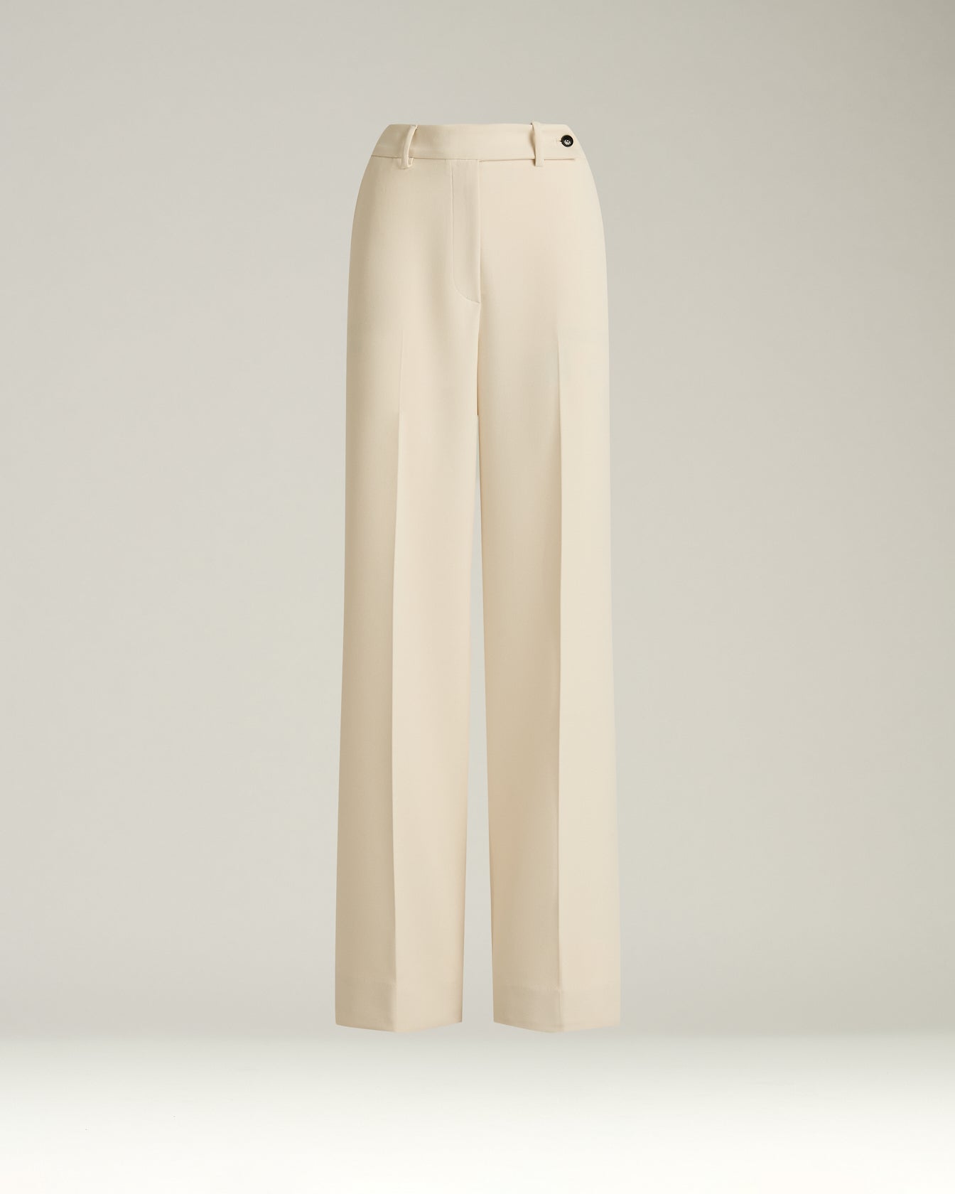 women's cream white wide-leg trousers in technical fabric