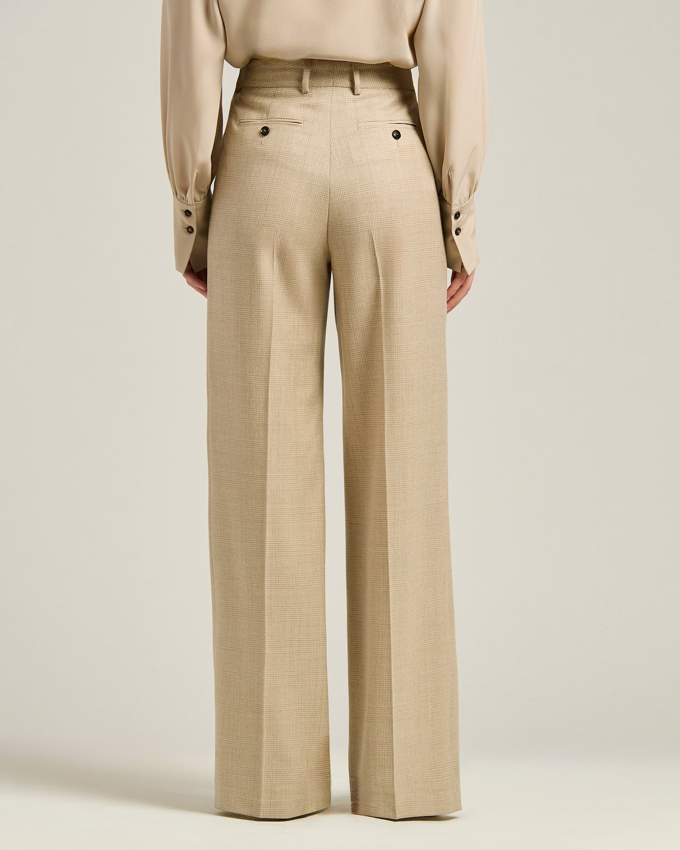 GLEN PLAID WOOL BLEND TROUSERS