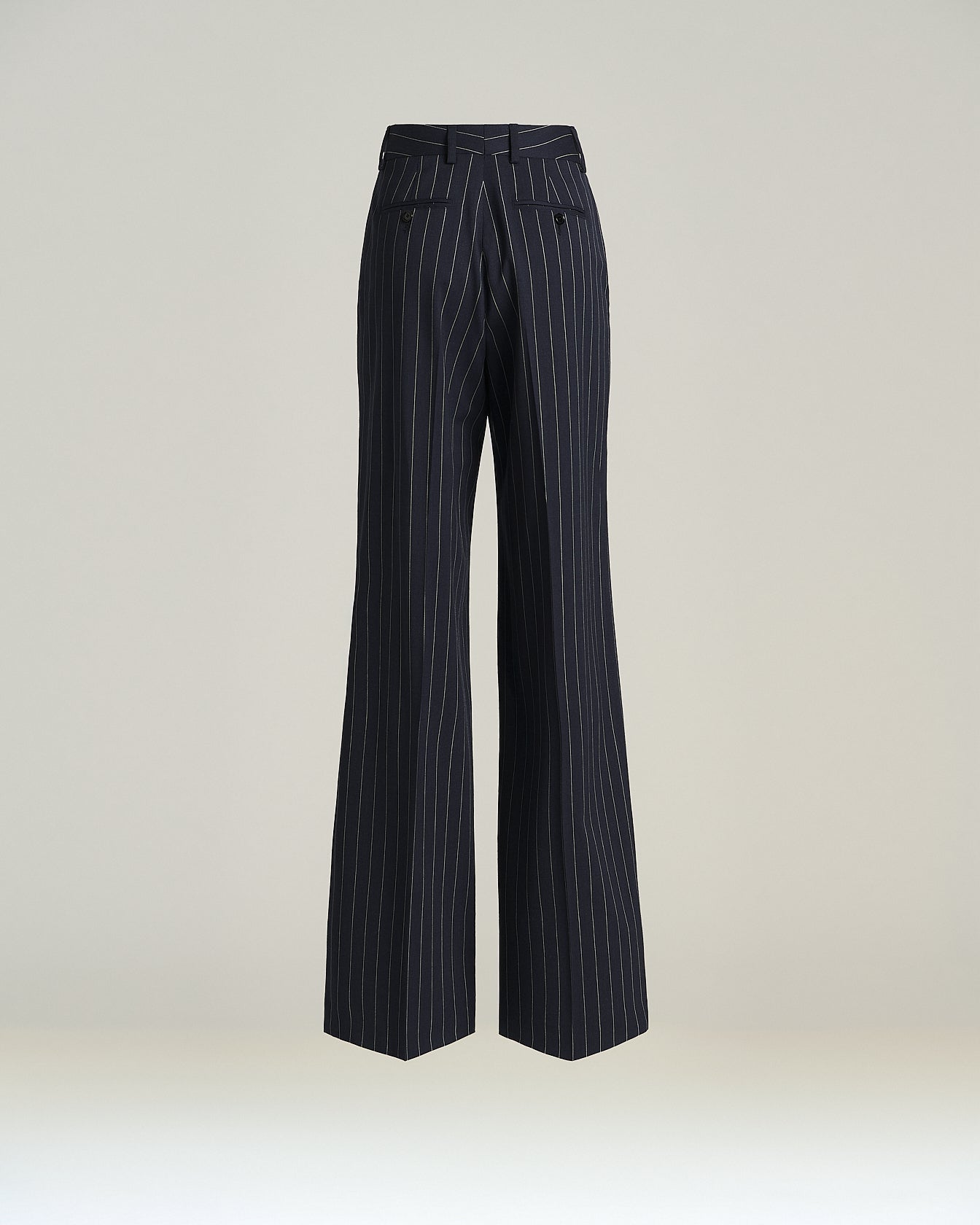 STRETCH WOOL PINSTRIPE TROUSERS