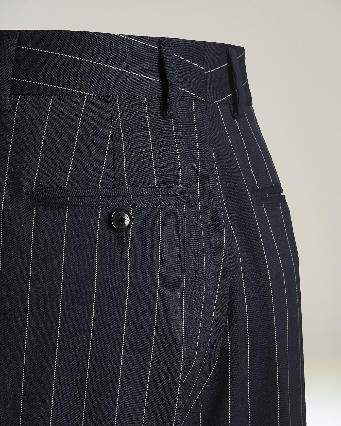 STRETCH WOOL PINSTRIPE TROUSERS