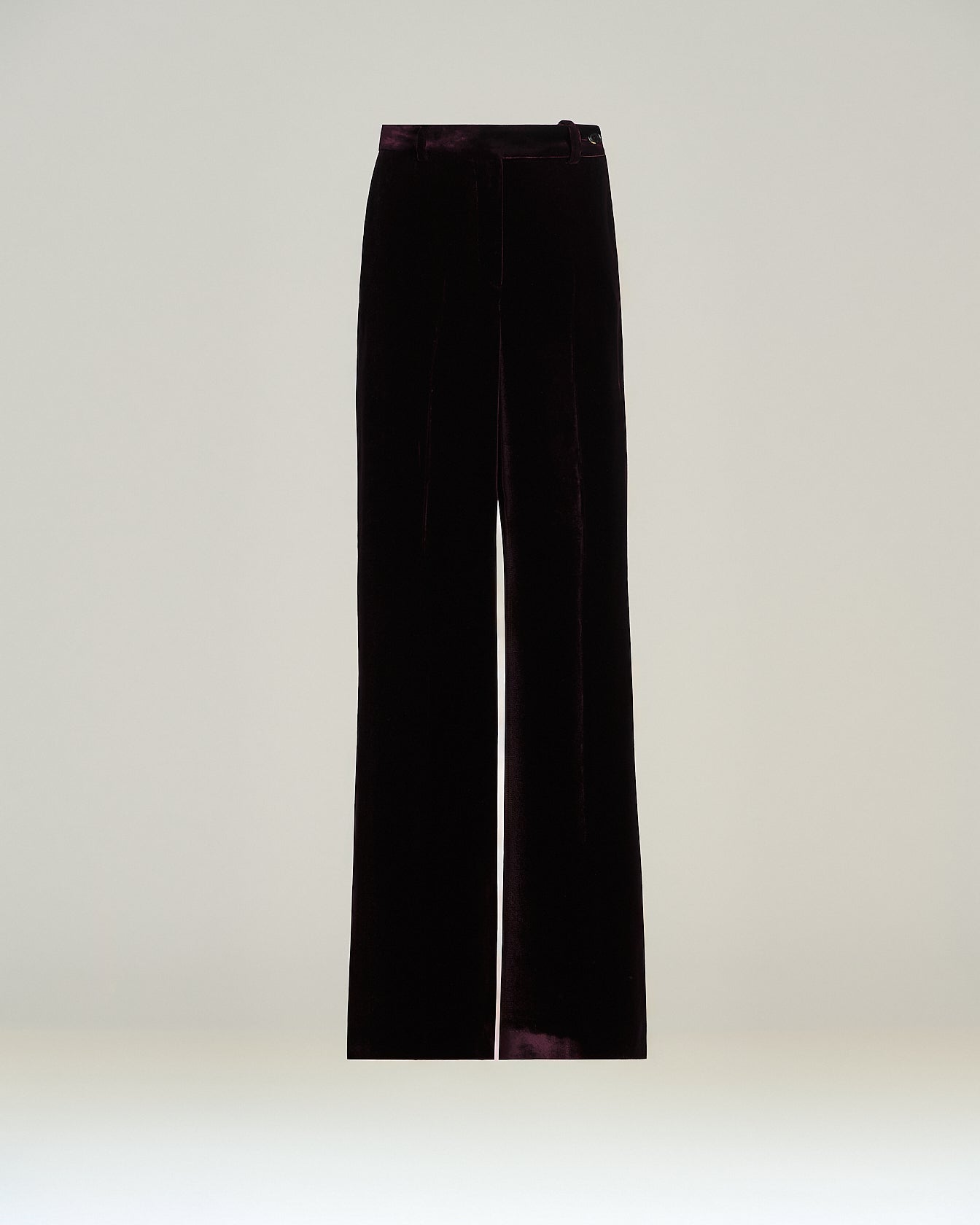 WIDE-LEG VISCOSE AND CUPRO VELVET TROUSERS