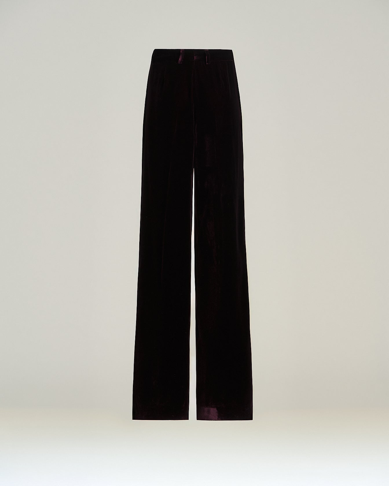 WIDE-LEG VISCOSE AND CUPRO VELVET TROUSERS