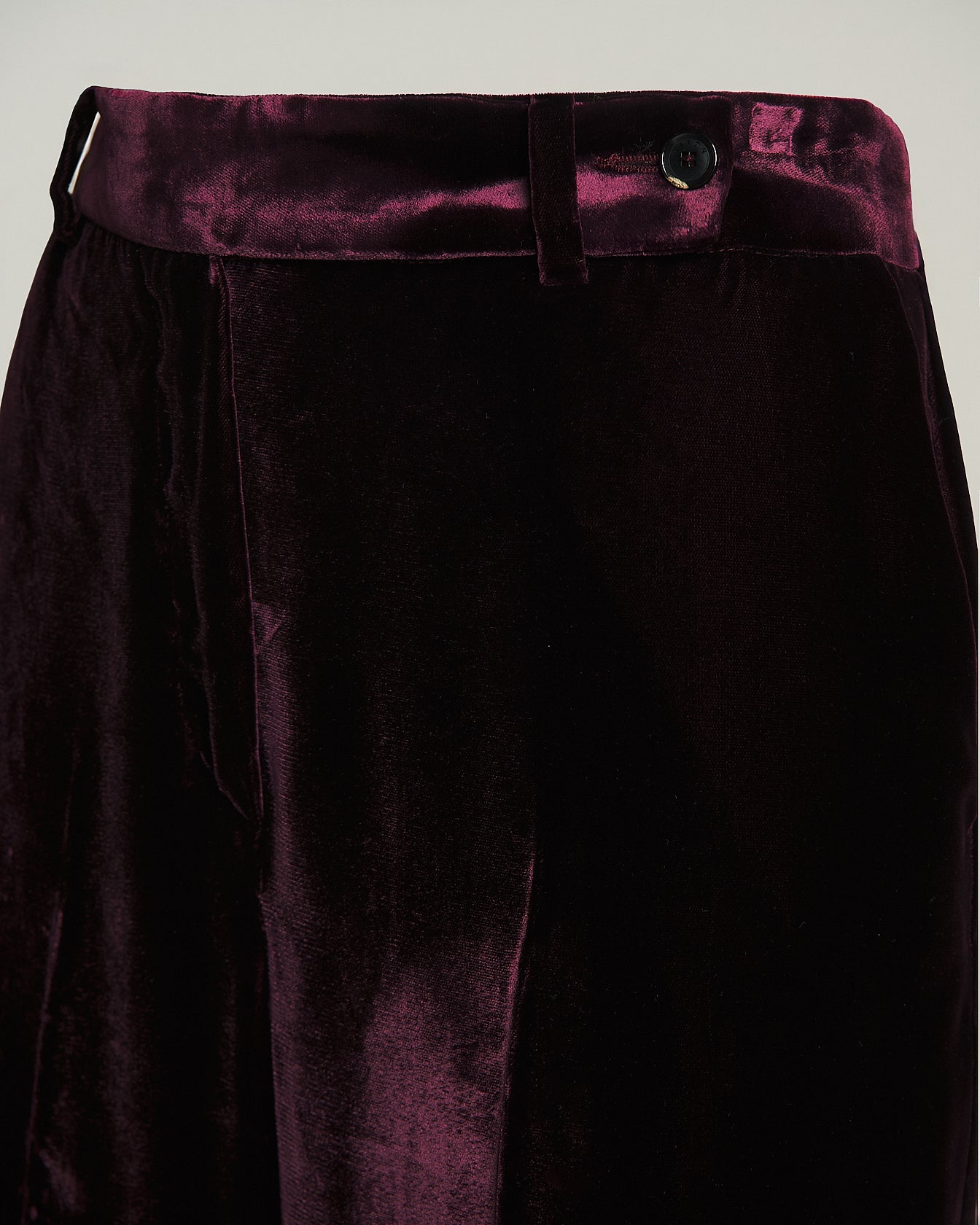 WIDE-LEG VISCOSE AND CUPRO VELVET TROUSERS