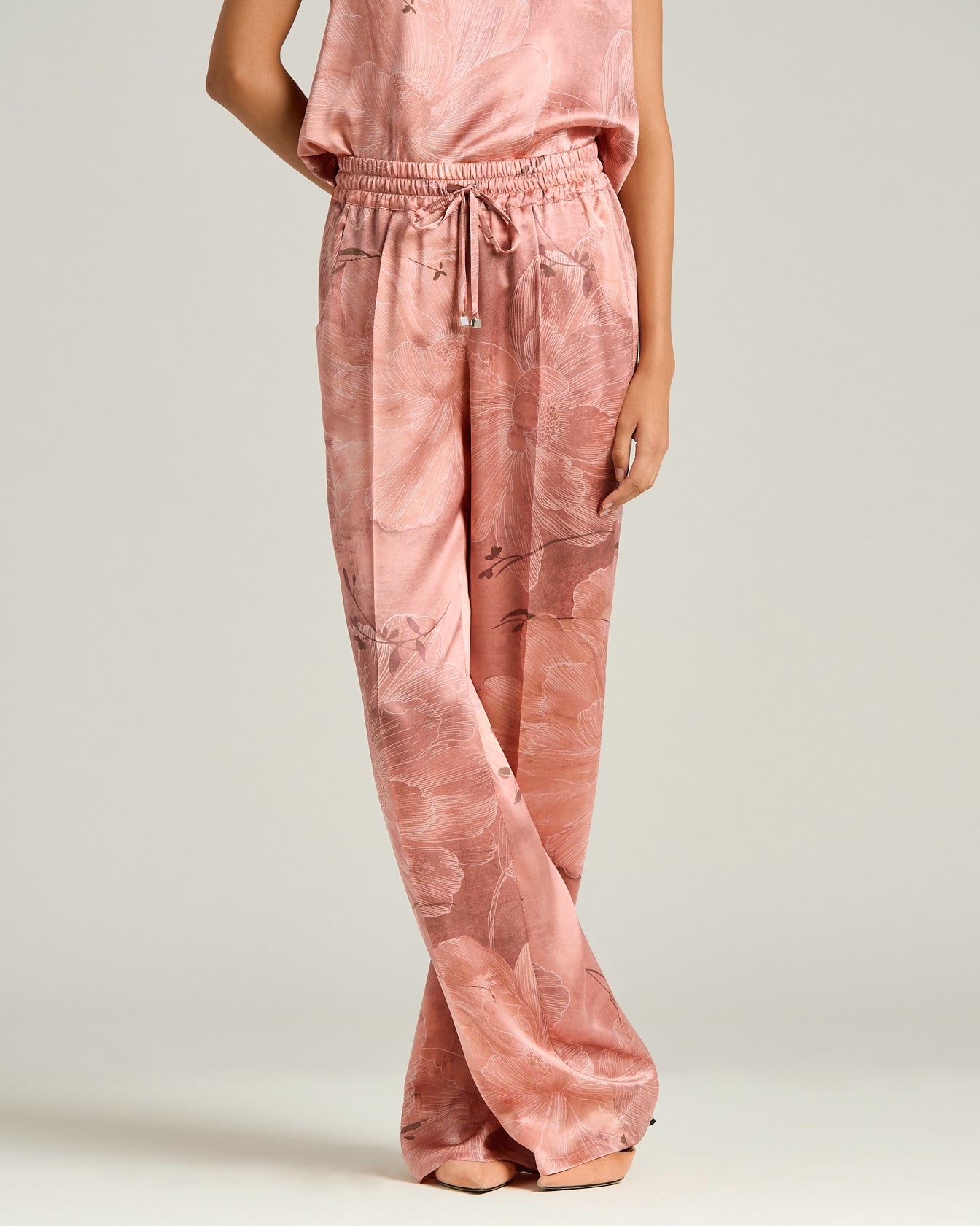 PRINTED PURE SILK TROUSERS