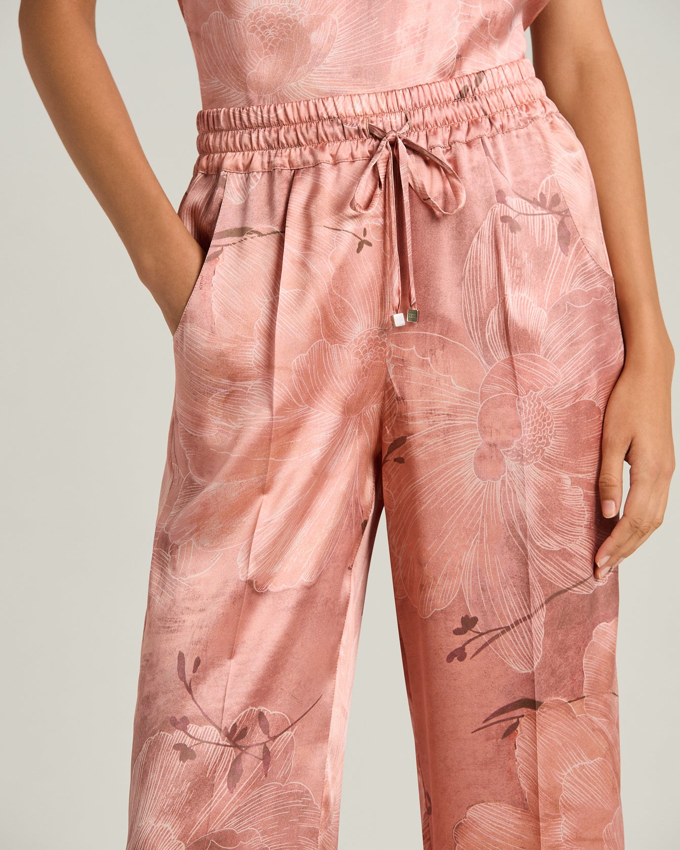 PRINTED PURE SILK TROUSERS