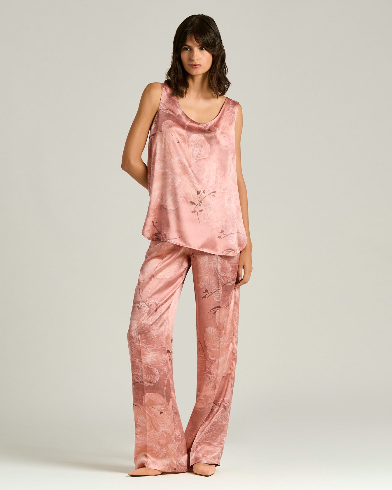 PRINTED PURE SILK TROUSERS