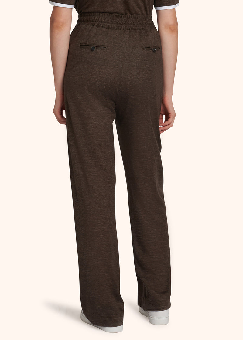 Kiton olive green trousers for woman, in linen 3