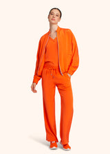 Kiton orange trousers for woman, in silk 5