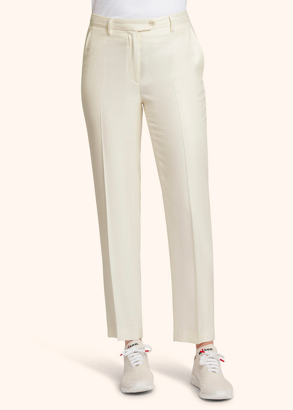 Kiton white trousers for woman, in viscose 2
