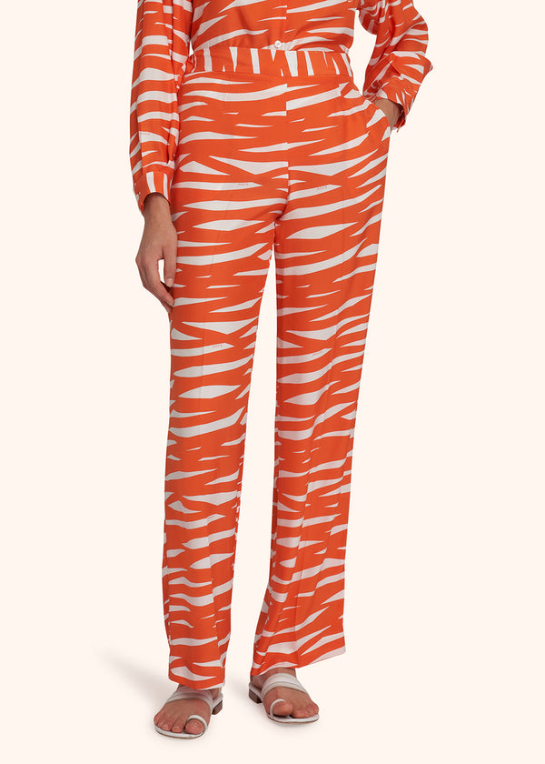Kiton orange trousers for woman, in silk 2