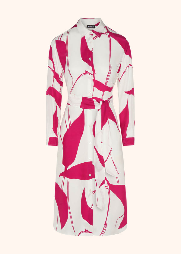 Kiton white/fuchsia dress for woman, in silk 1