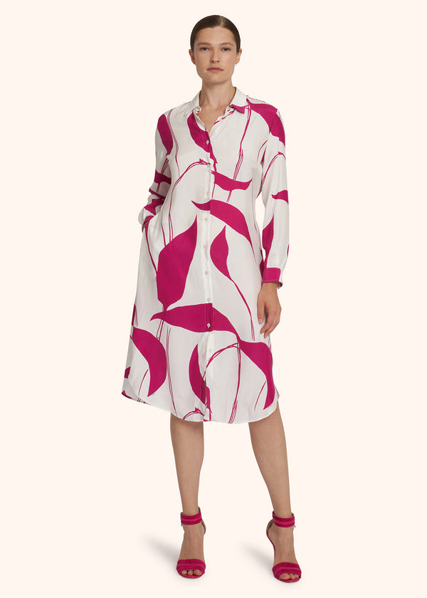 Kiton white/fuchsia dress for woman, in silk 2