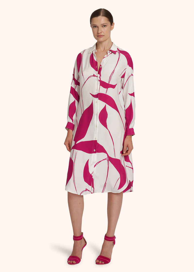 Kiton white/fuchsia dress for woman, in silk 5