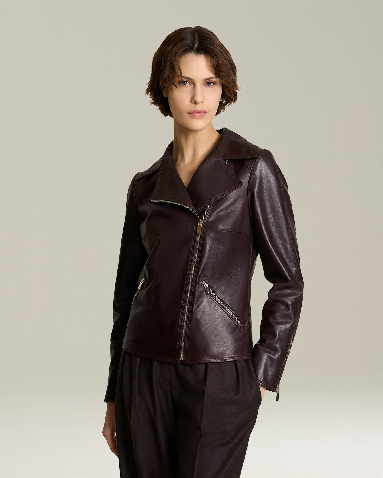 SMOOTH LEATHER BIKER JACKET