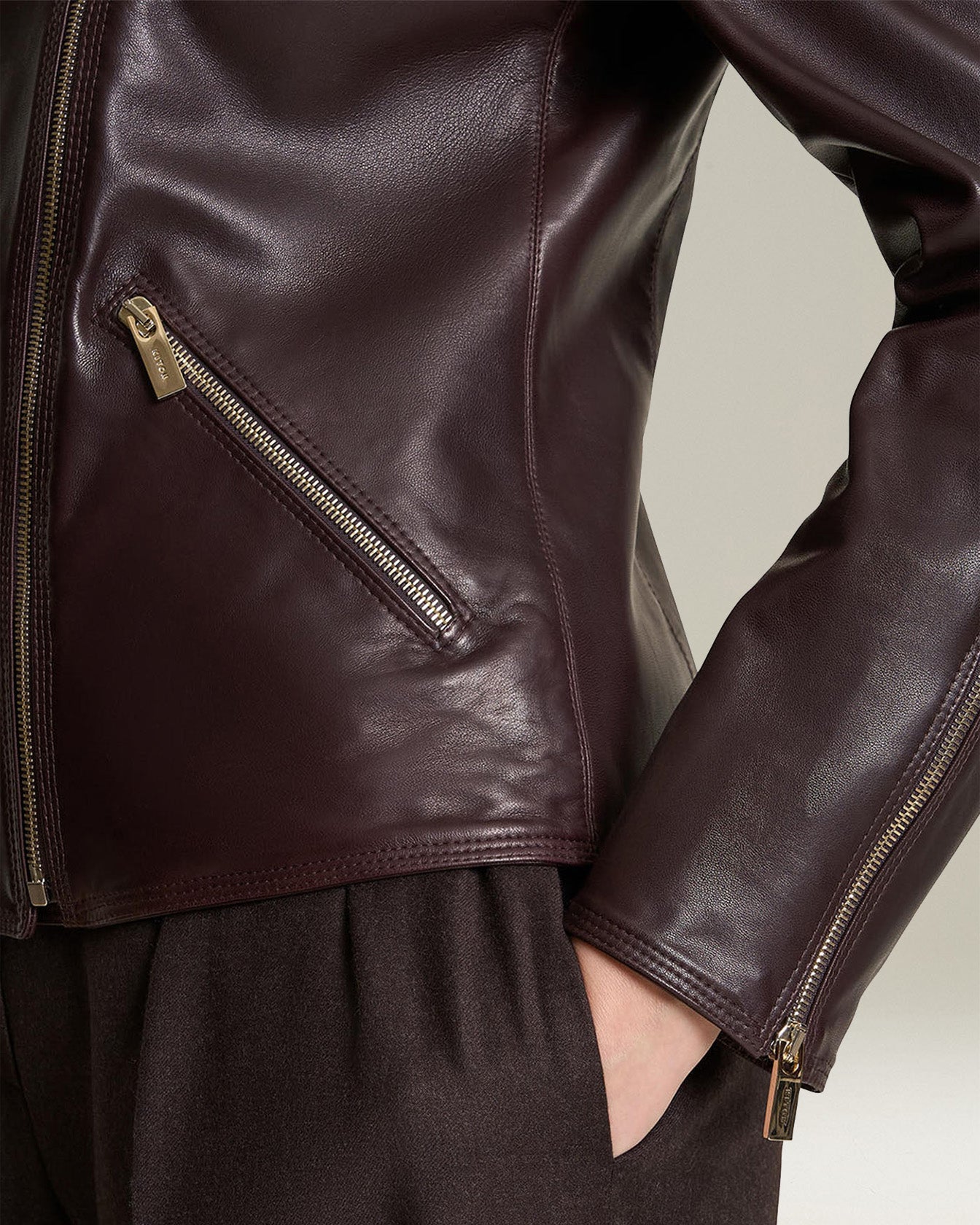 SMOOTH LEATHER BIKER JACKET