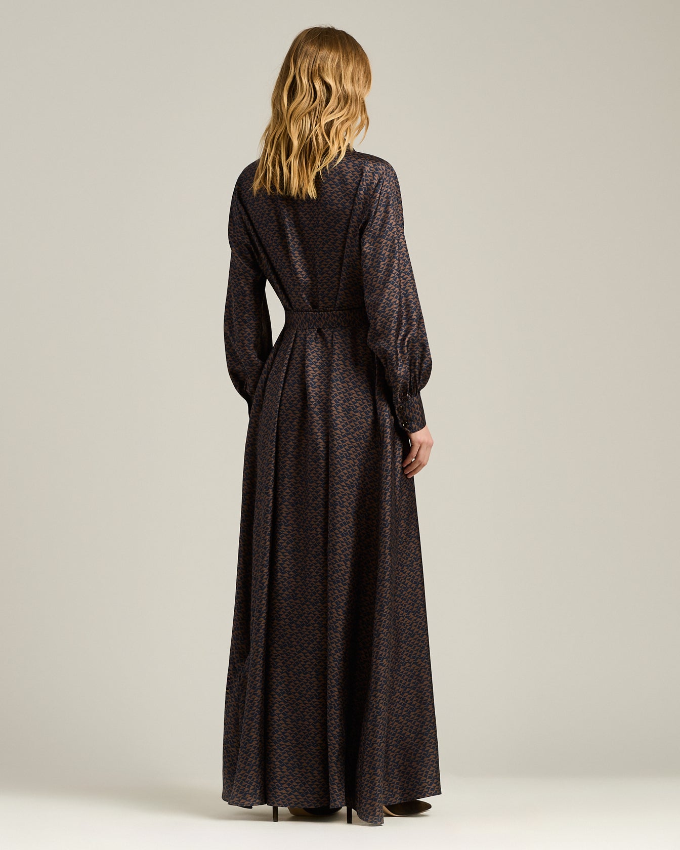 LONG PRINTED SILK DRESS