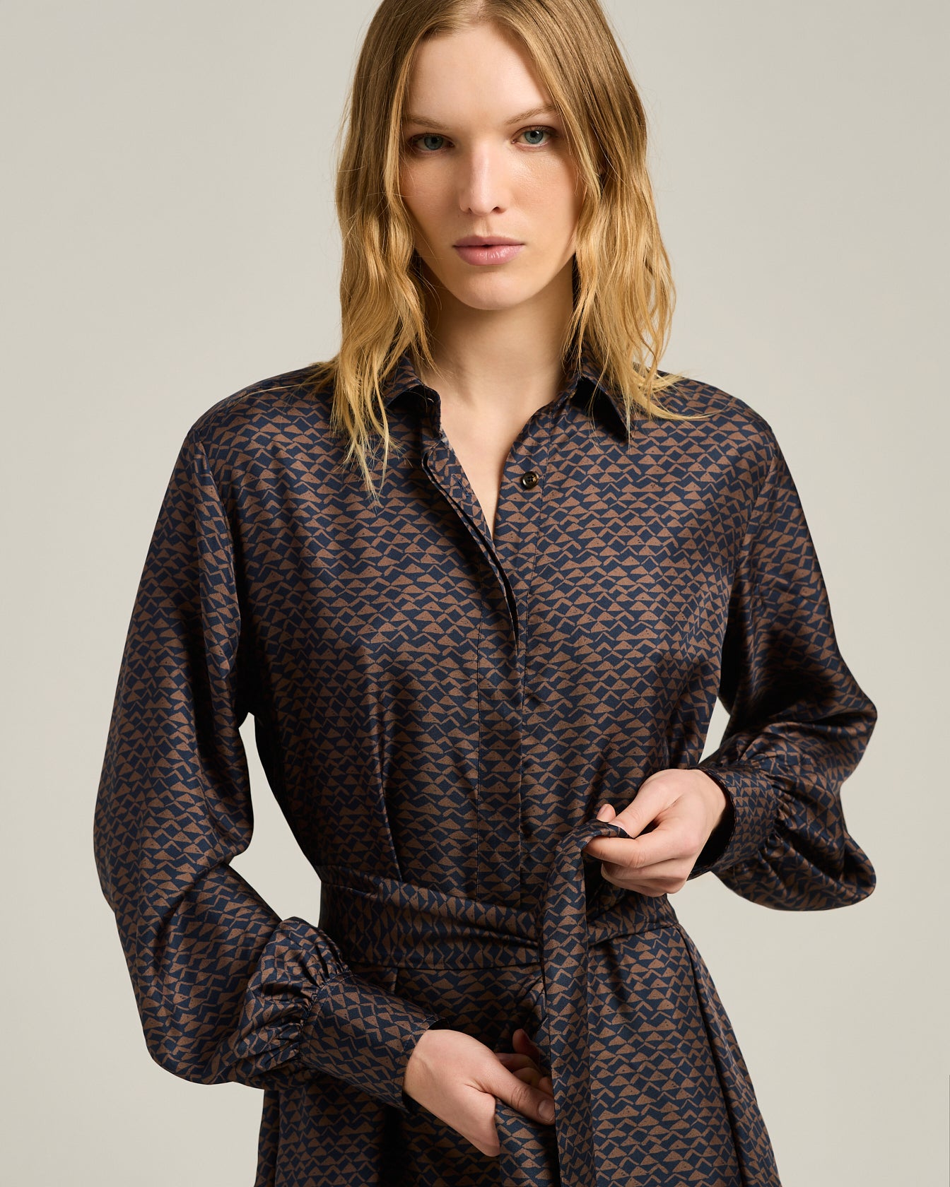LONG PRINTED SILK DRESS