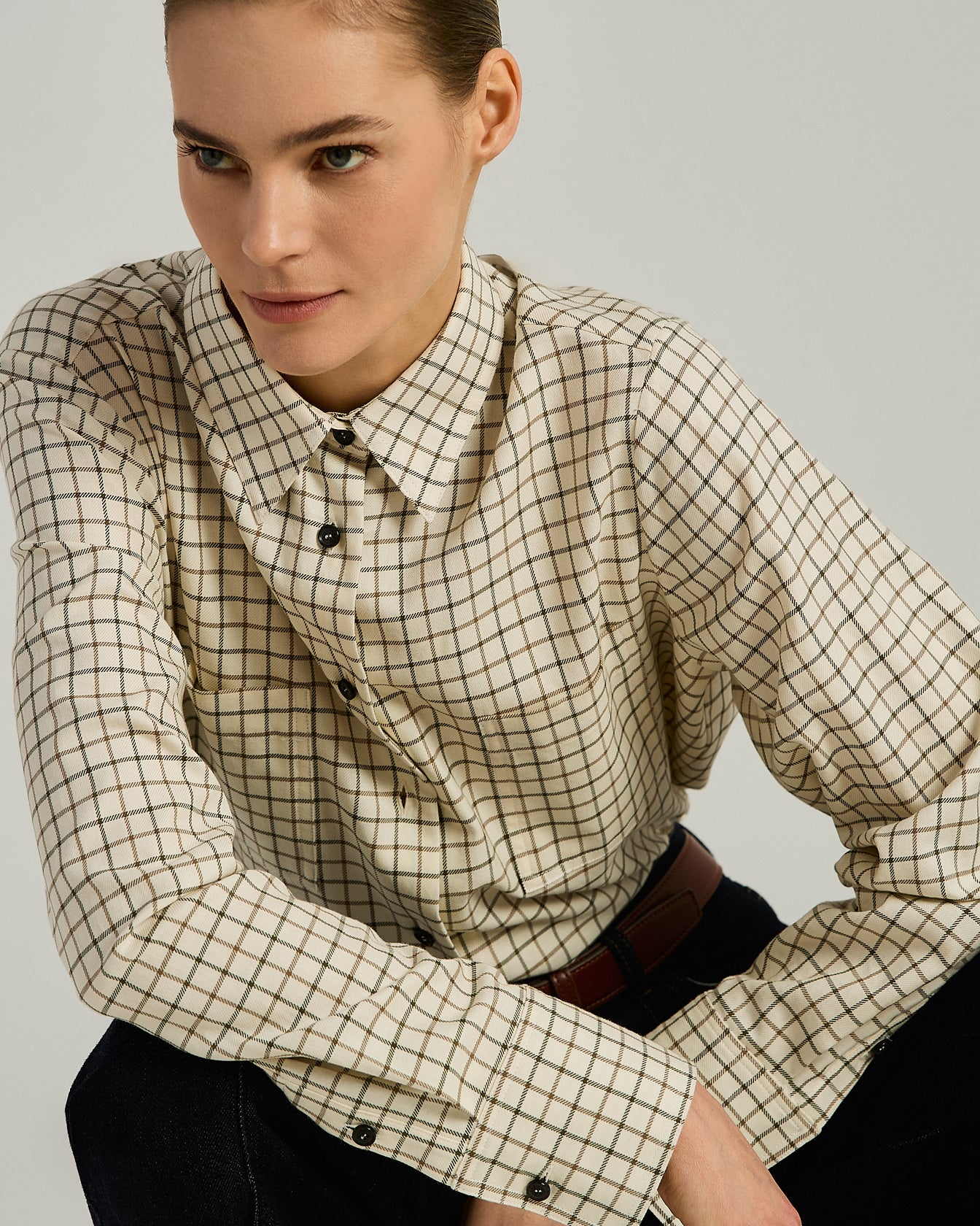 COTTON CHECKED SHIRT WITH DOUBLE PATCH POCKETS