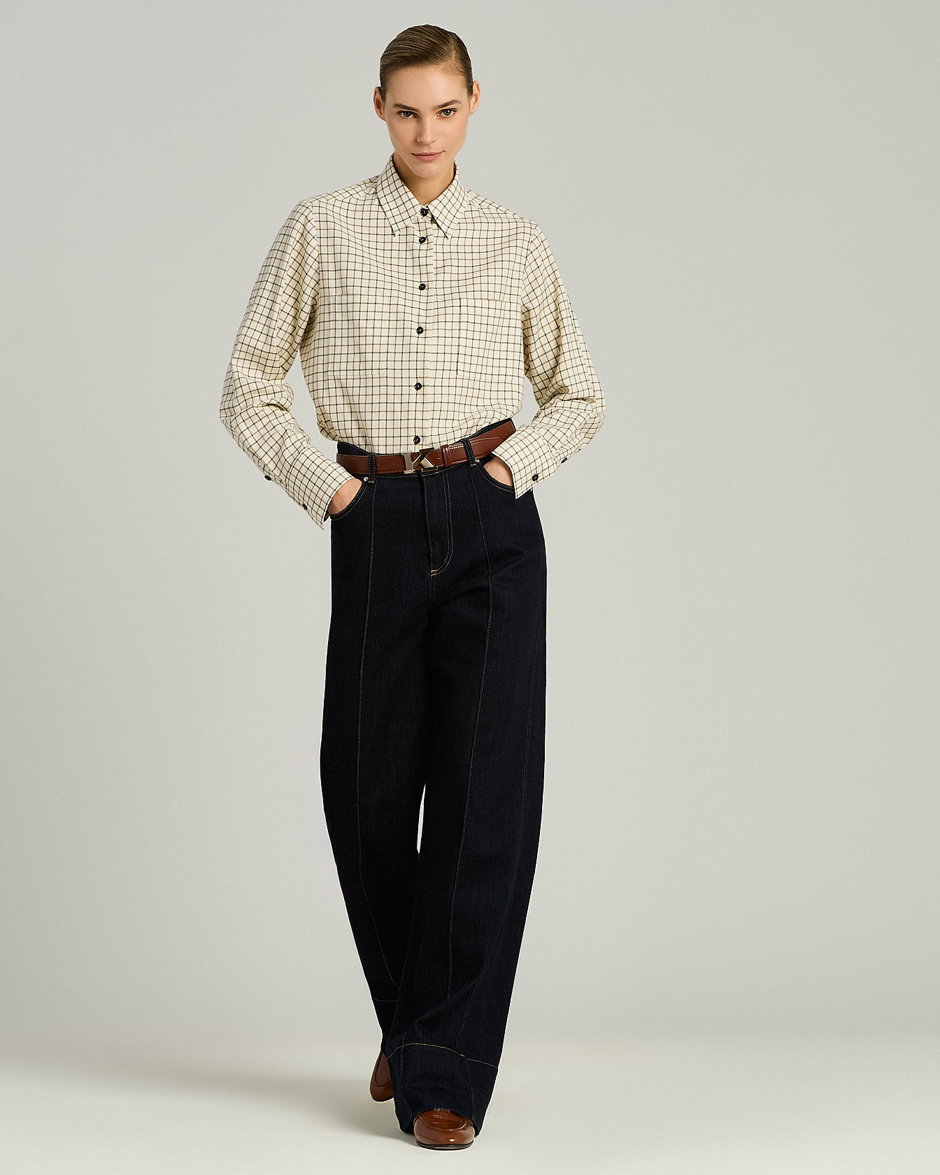 COTTON CHECKED SHIRT WITH DOUBLE PATCH POCKETS