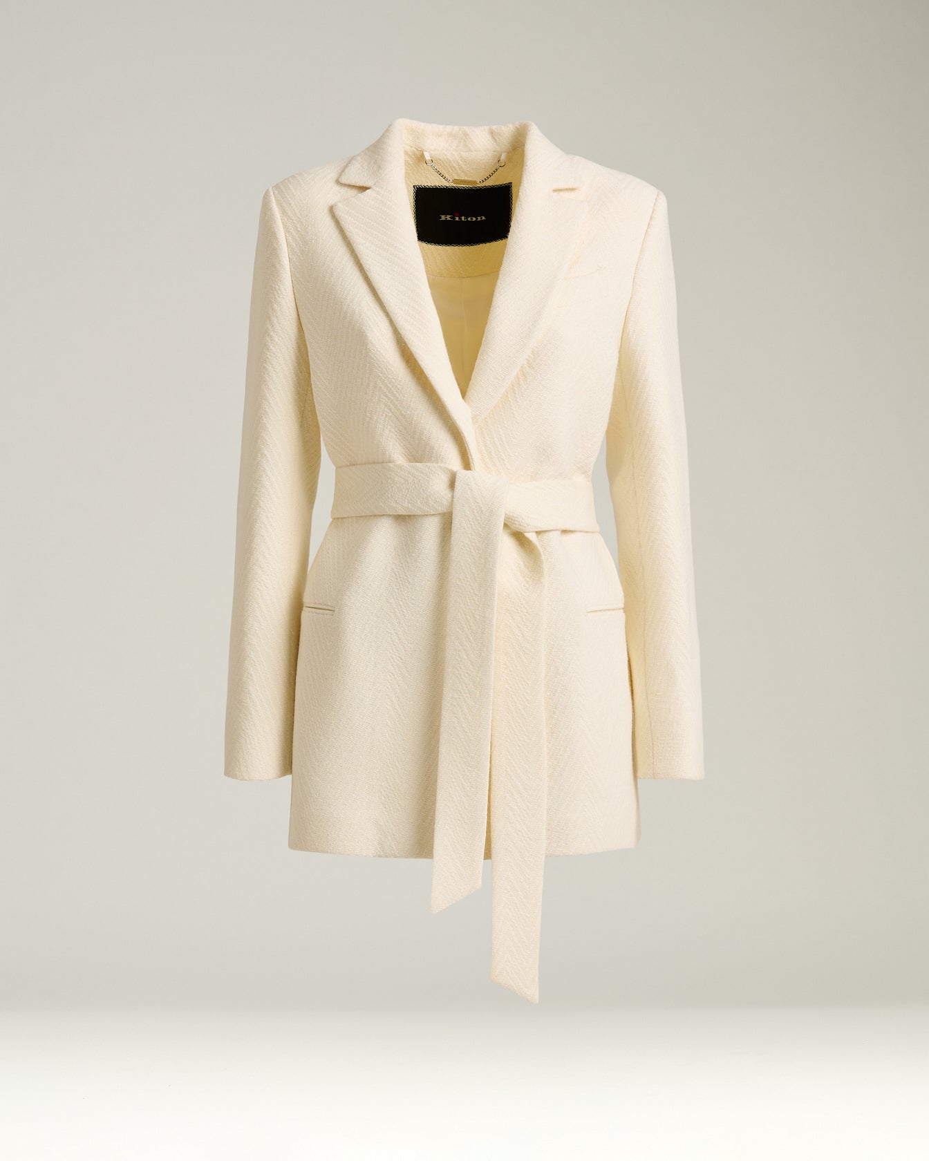 CREAM WHITE SINGLE-BREASTED WOOL JACKET