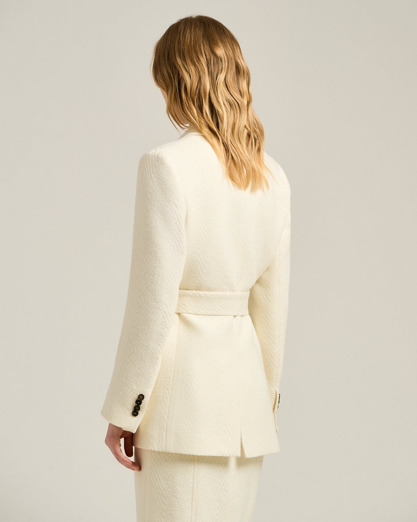 CREAM WHITE SINGLE-BREASTED WOOL JACKET