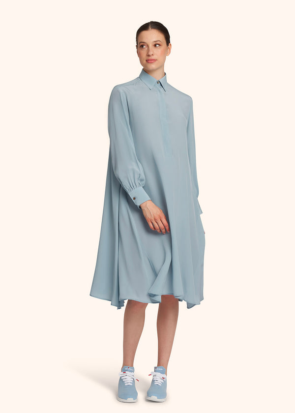 Kiton powder blue dress for woman, in silk 2