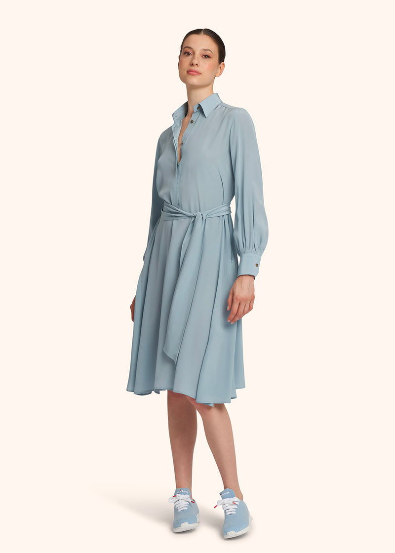 Kiton powder blue dress for woman, in silk 5