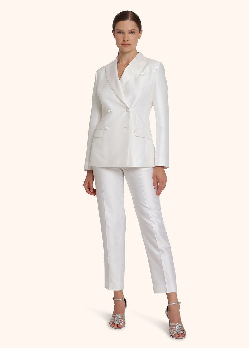 Kiton optical white trousers for woman, in cotton 5