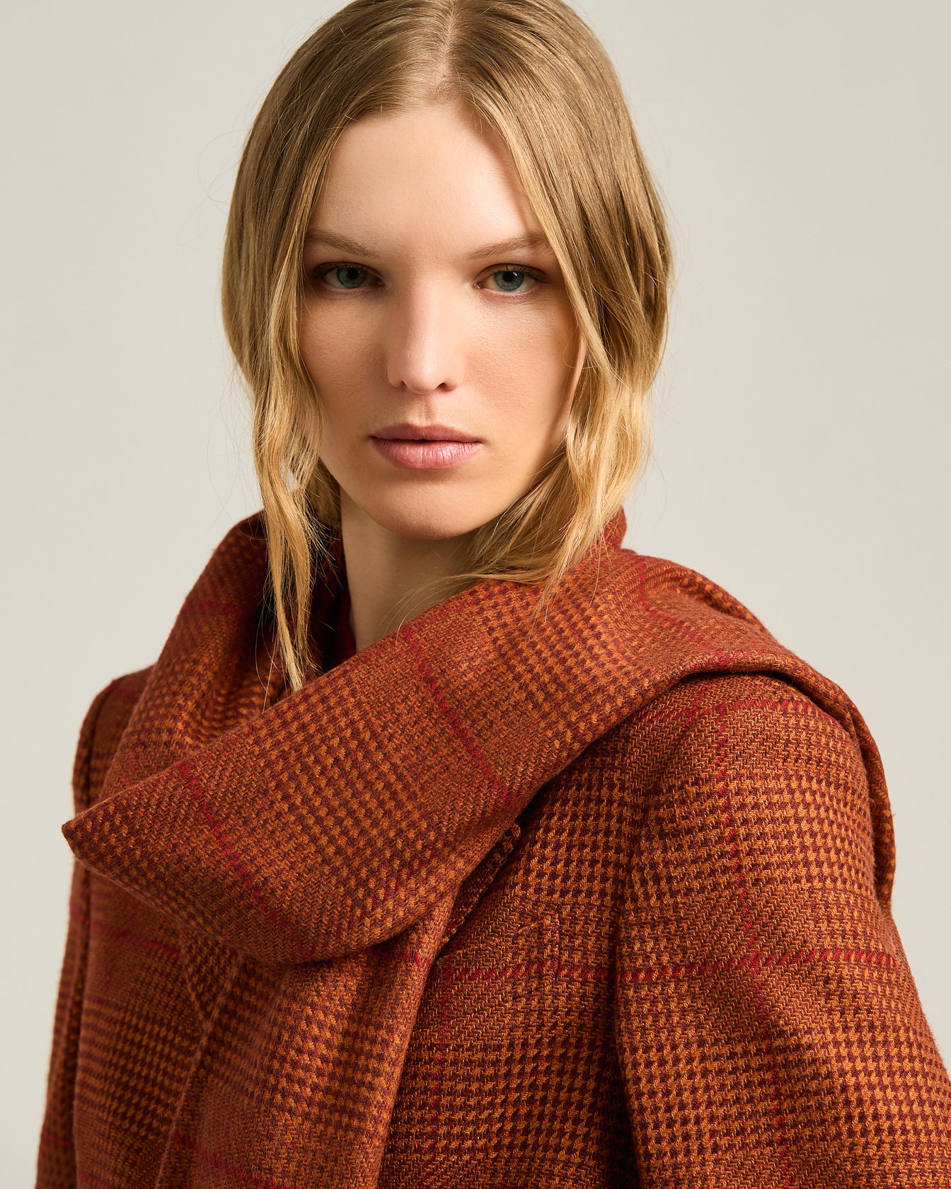 Woman's glen plaid scarf in silk and cashmere