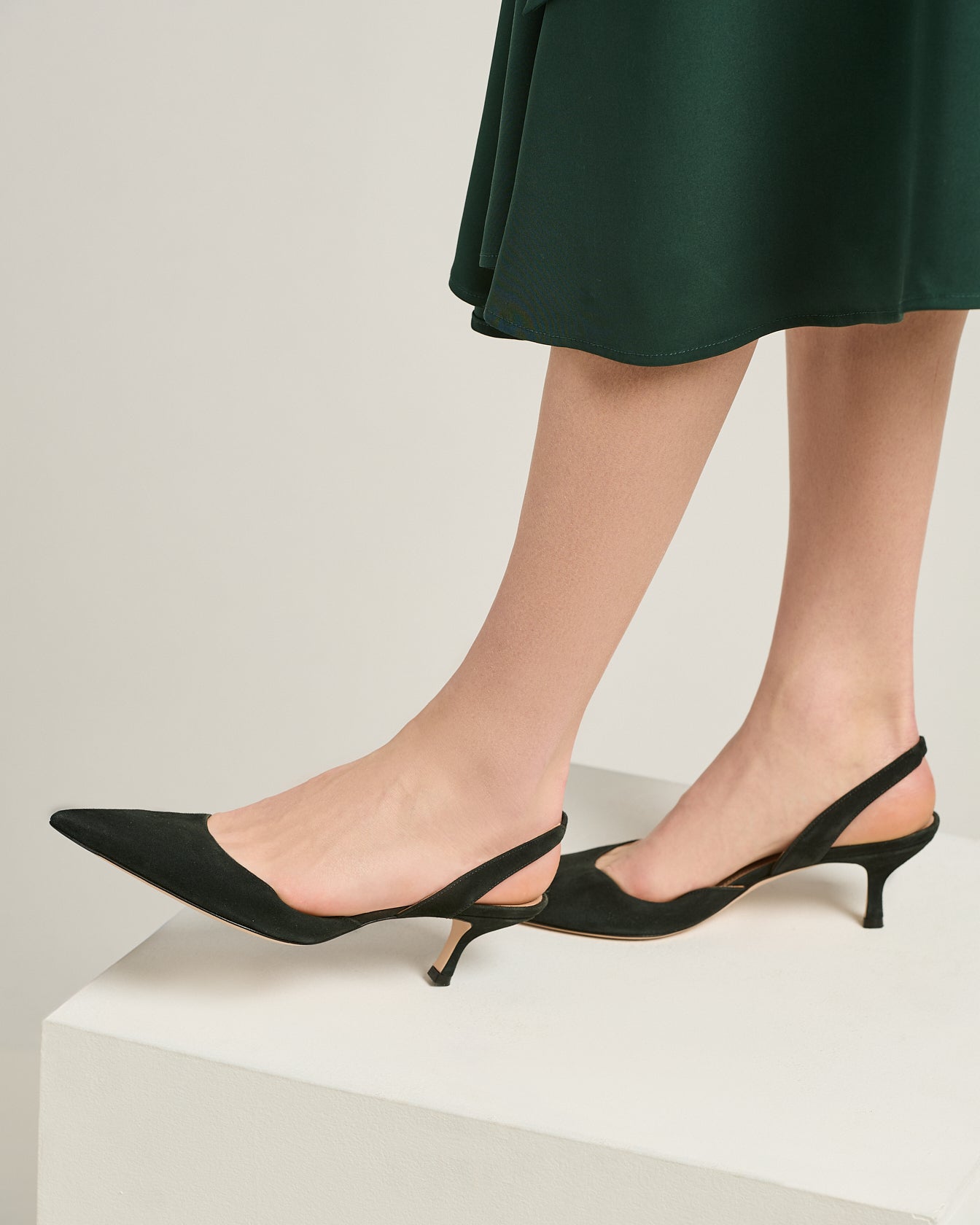 DARK GREY LEATHER SLINGBACK SHOES