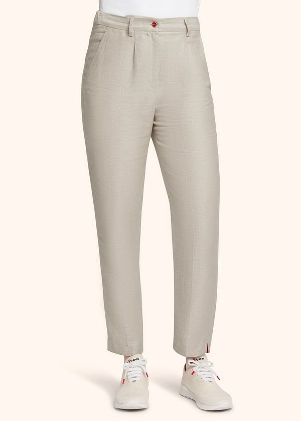 Kiton beige trousers for woman, in linen 2