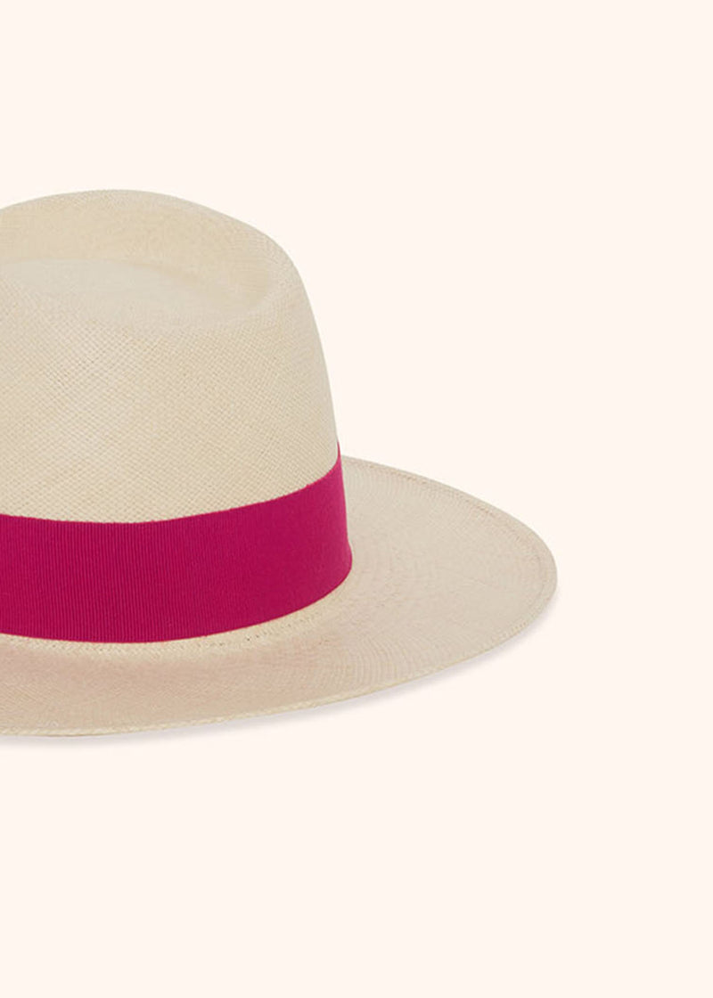 Kiton fuchsia hat for woman, in straw 3