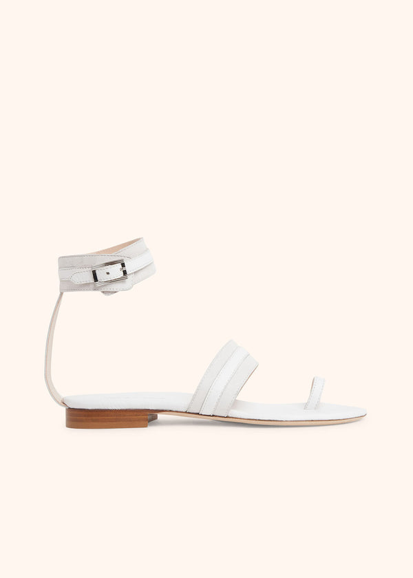 Kiton white sandal for woman, in deerskin 1