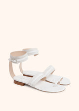 Kiton white sandal for woman, in deerskin 2