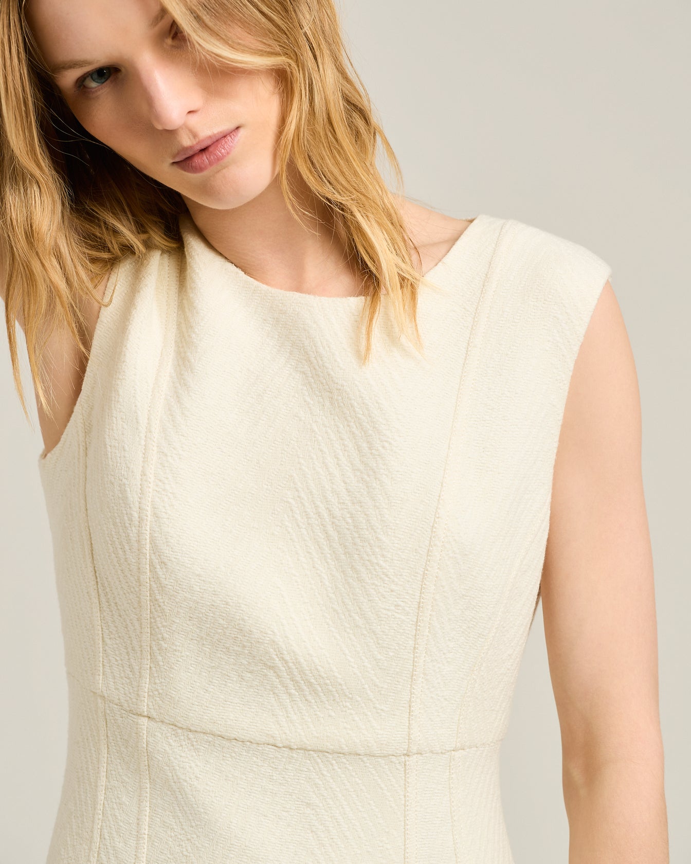 HERRINGBONE WOOL SHEATH DRESS